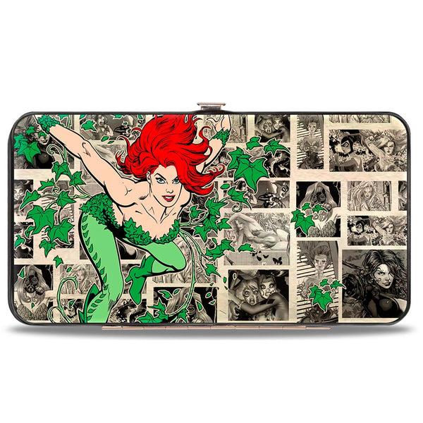 Buckle-Down Hinged Wallet - Poison Ivy Pose + Logo Ivy Comic Scenes Grays Greens