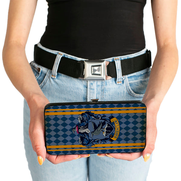 Buckle-Down Hinged Wallet - RAVENCLAW Crest Stripes Diamonds Blues Gold