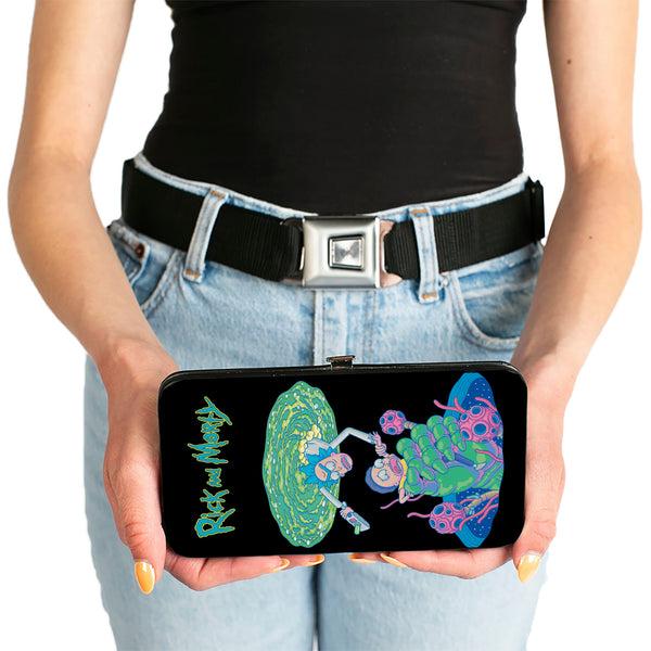 Buckle-Down Hinged Wallet - Rick And Morty Portal Battle Scene + Botanical Cell Poses Collage Black