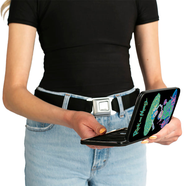 Buckle-Down Hinged Wallet - Rick And Morty Portal Battle Scene + Botanical Cell Poses Collage Black
