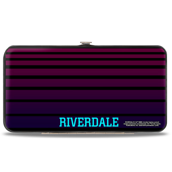 Buckle-Down Hinged Wallet - Riverdale POP'S CHOCK'LIT SHOPPE Logo Stripes Black Pinks Blues