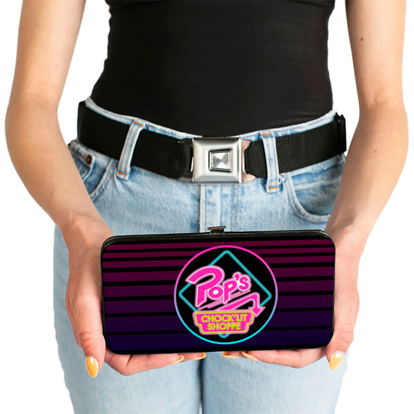 Buckle-Down Hinged Wallet - Riverdale POP'S CHOCK'LIT SHOPPE Logo Stripes Black Pinks Blues