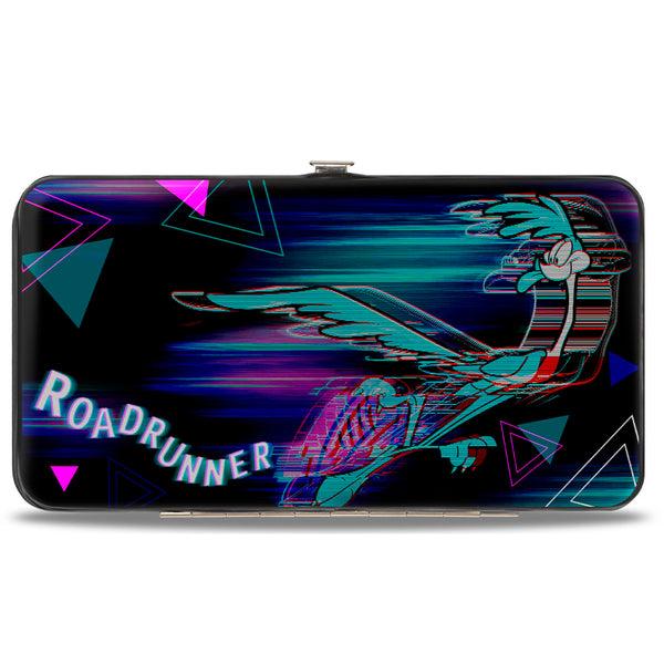 Buckle-Down Hinged Wallet - ROAD RUNNER Action Pose Streak Triangles Black Blues Pinks