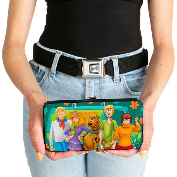 Buckle-Down Hinged Wallet - Scooby Doo 5-Character Group Pose W Mystery Machine Turquoise Blues Orange