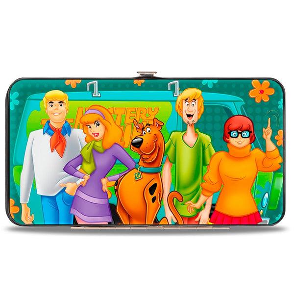 Buckle-Down Hinged Wallet - Scooby Doo 5-Character Group Pose w Mystery Machine Turquoise Blues Orange
