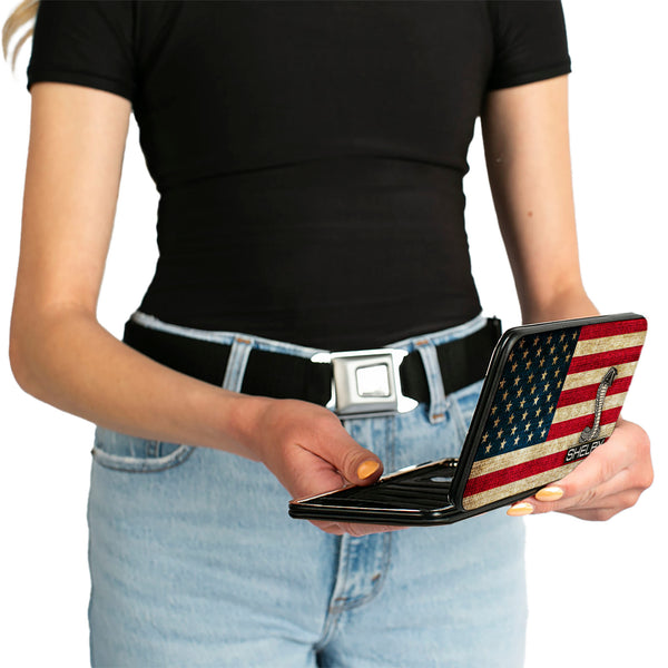 Buckle-Down Hinged Wallet - SHELBY Tiffany Box Americana Black White