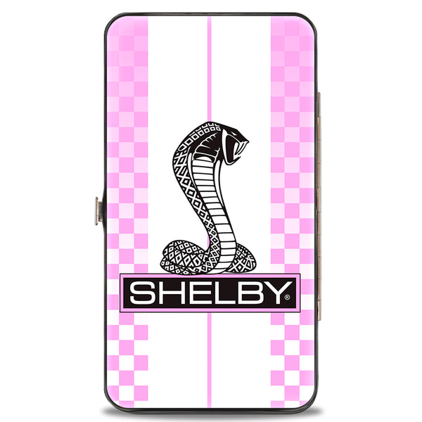 Buckle-Down Hinged Wallet - SHELBY Tiffany Box Checker Stripe White Pinks Black
