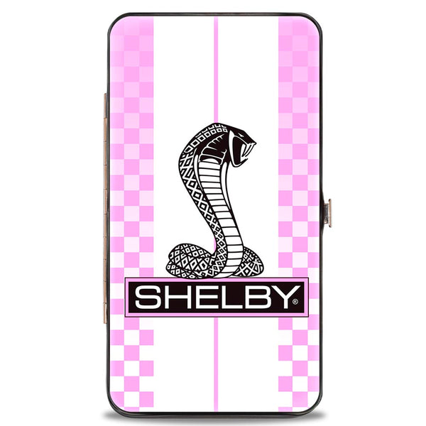 Buckle-Down Hinged Wallet - SHELBY Tiffany Box Checker Stripe White Pinks Black