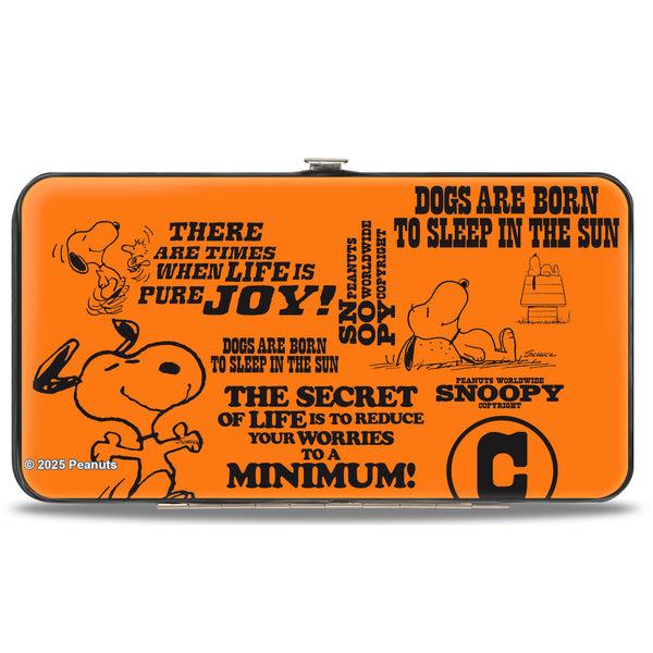 Buckle-Down Hinged Wallet - Snoopy Poses And Quotes Collage Orange/Black