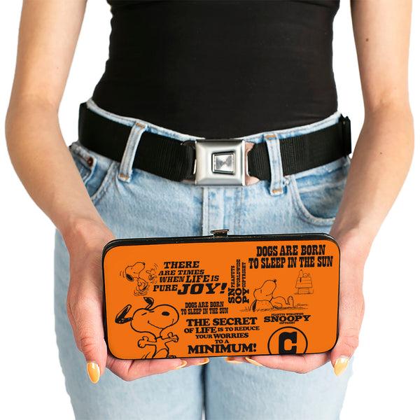 Buckle-Down Hinged Wallet - Snoopy Poses And Quotes Collage Orange/Black