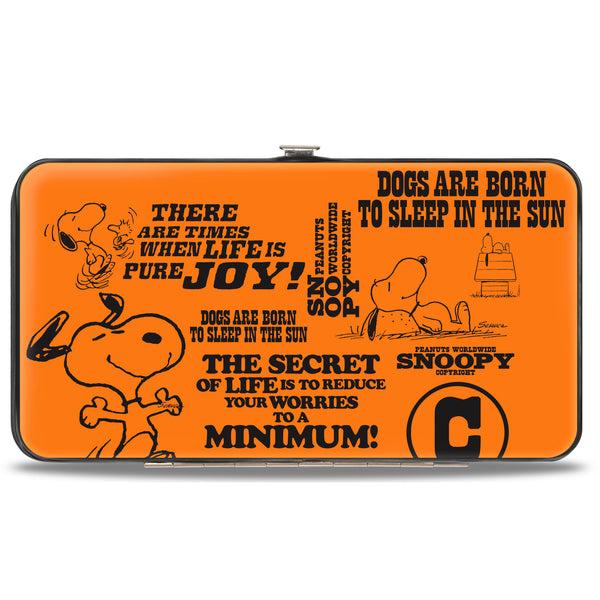 Buckle-Down Hinged Wallet - Snoopy Poses and Quotes Collage Orange/Black