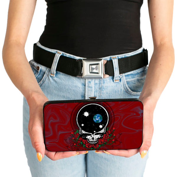 Buckle-Down Hinged Wallet - Space Your Face Swirl Red Grays