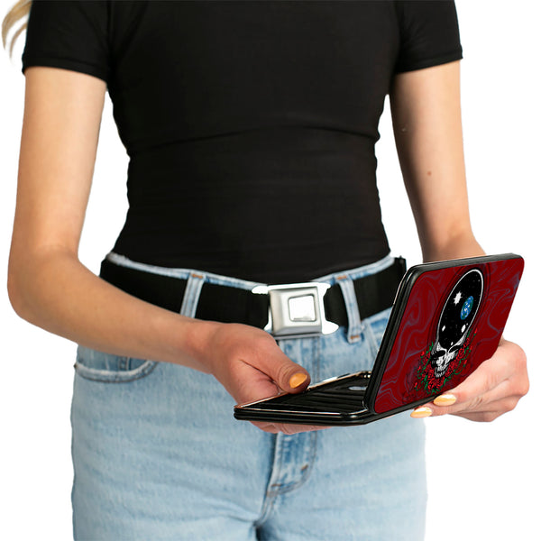 Buckle-Down Hinged Wallet - Space Your Face Swirl Red Grays