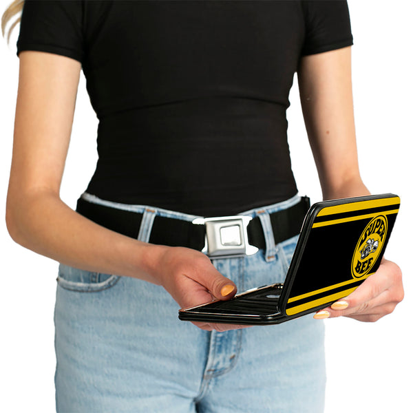 Buckle-Down Hinged Wallet - SUPER BEE Logo Stripes Black Yellow