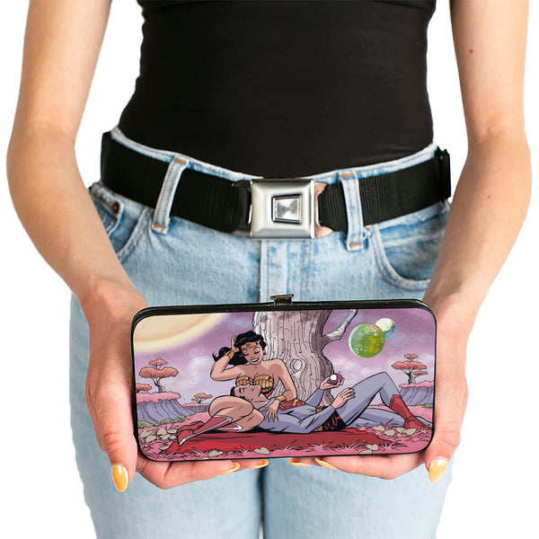 Buckle-Down Hinged Wallet - Superman Wonder Woman Issue #14 Sitting Under Tree Variant Cover Pose + WONDER WOMAN Script Pink