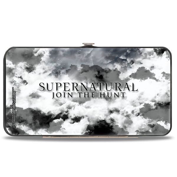 Buckle-Down Hinged Wallet - Supernatural 4-Character Collage + Logo Clouds Grays Sepia