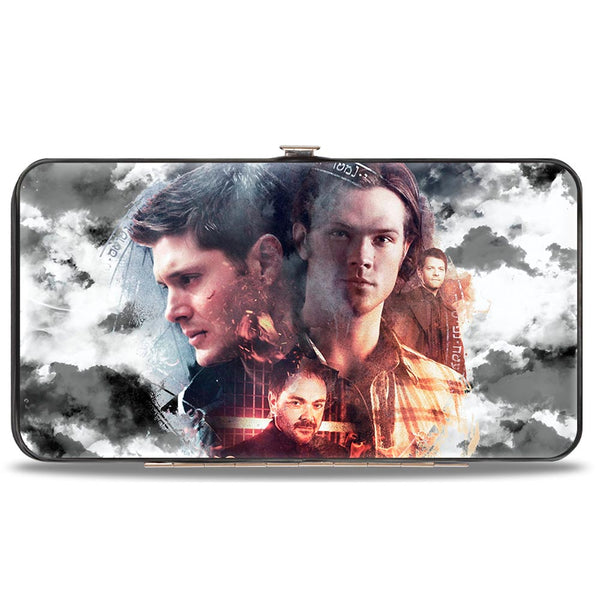 Buckle-Down Hinged Wallet - Supernatural 4-Character Collage + Logo Clouds Grays Sepia
