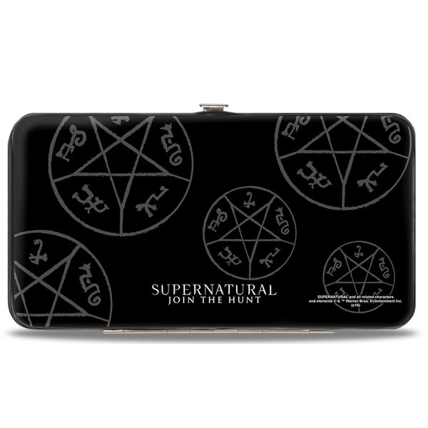 Buckle-Down Hinged Wallet - Supernatural Devil's Trap Symbol Scattered Black Gray White