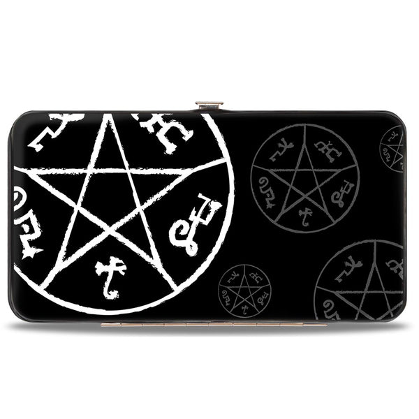 Buckle-Down Hinged Wallet - Supernatural Devil's Trap Symbol Scattered Black Gray White