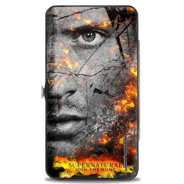 Buckle-Down Hinged Wallet - SUPERNATURAL Sam + Dean Broken Faces CLOSE-UP Grays Flames