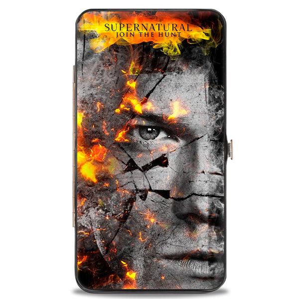 Buckle-Down Hinged Wallet - SUPERNATURAL Sam + Dean Broken Faces CLOSE-UP Grays Flames