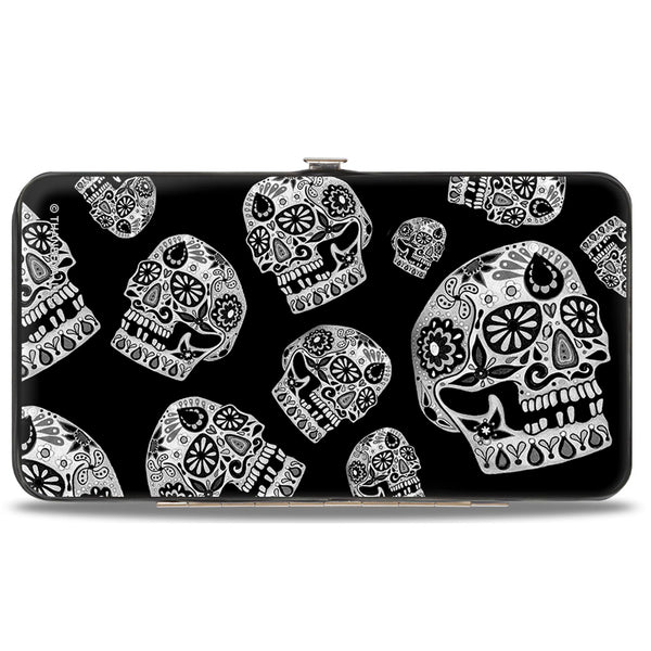 Buckle-Down Hinged Wallet - The Dust Of Living II Sugar Skulls Black White