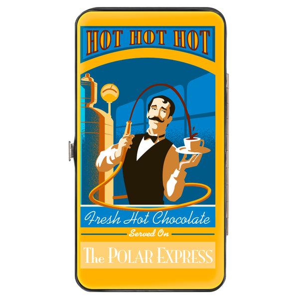 Buckle-Down Hinged Wallet - THE POLAR EXPRESS Hot Chocolate Waiter Yellows Blues Red