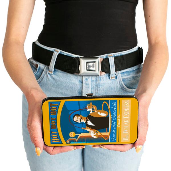 Buckle-Down Hinged Wallet - THE POLAR EXPRESS Hot Chocolate Waiter Yellows Blues Red