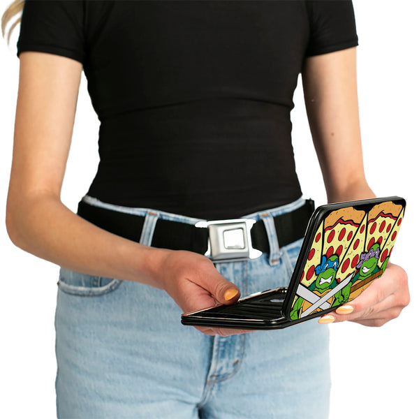 Buckle-Down Hinged Wallet - Turtle Battle Poses Pizza