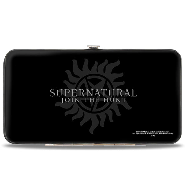 Buckle-Down Hinged Wallet - Winchester Brothers CLOSE-UP + SUPERNATURAL Logo Black Grays