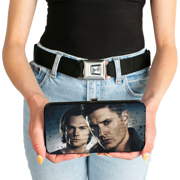 Buckle-Down Hinged Wallet - Winchester Brothers CLOSE-UP + SUPERNATURAL Logo Black Grays
