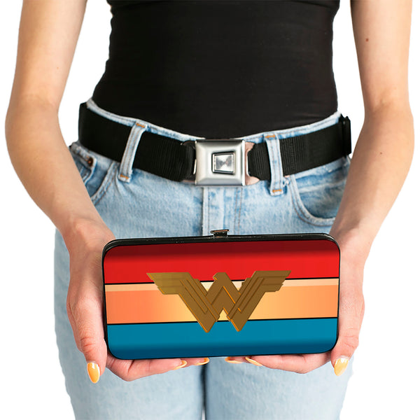 Buckle-Down Hinged Wallet - Wonder Woman 2017 Icon Stripe Red Golds Blue