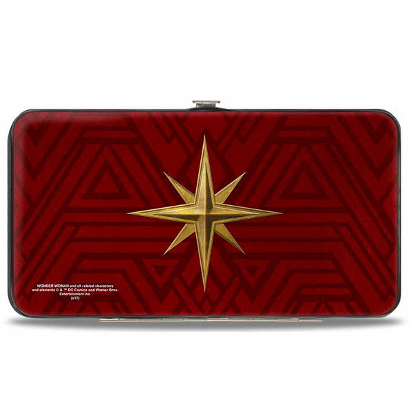 Buckle-Down Hinged Wallet - Wonder Woman 2017 Icon + Tiara Star Reds/Golds