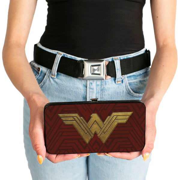 Buckle-Down Hinged Wallet - Wonder Woman 2017 Icon + Tiara Star Reds/Golds
