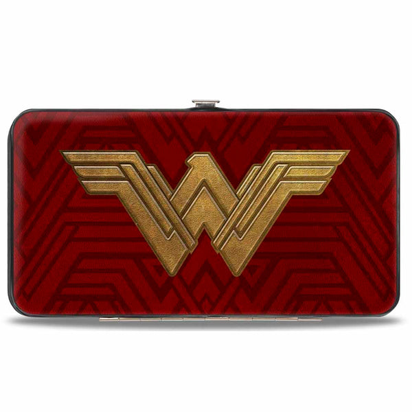 Buckle-Down Hinged Wallet - Wonder Woman 2017 Icon + Tiara Star Reds/Golds