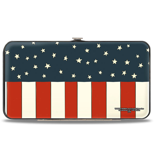 Buckle-Down Hinged Wallet - WONDER WOMAN Logo Americana Red White Blue Yellow