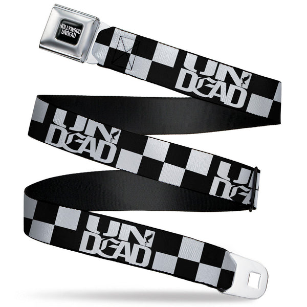 Buckle-Down HOLLYWOOD UNDEAD Text Logo Full Color Black/White Seatbelt Belt - Hollywood Undead UNDEAD Checker Black/White Webbing