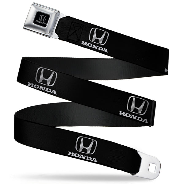 Buckle-Down Honda Seatbelt Belt - Honda Logo Black/Silver REPEAT Webbing