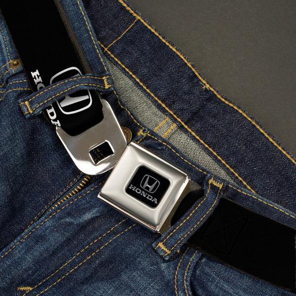 Buckle-Down Honda Seatbelt Belt - Honda Logo Black/White Webbing