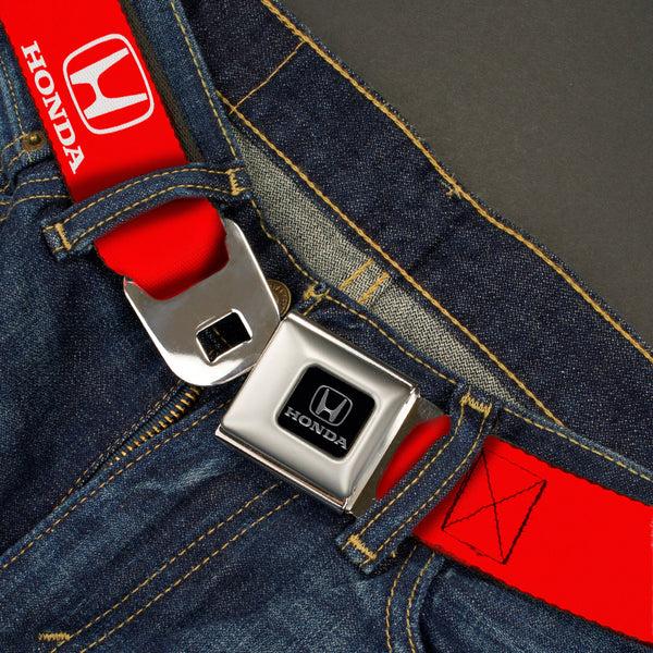 Buckle-Down Honda Seatbelt Belt - Honda Logo Red/White Webbing