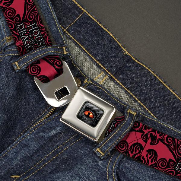 Buckle-Down House Of The Dragon Eye Throne Icon Full Color Black/Gray/Orange Seatbelt Belt - HOUSE OF THE DRAGON Dragon Icon Black/Red/White Webbing