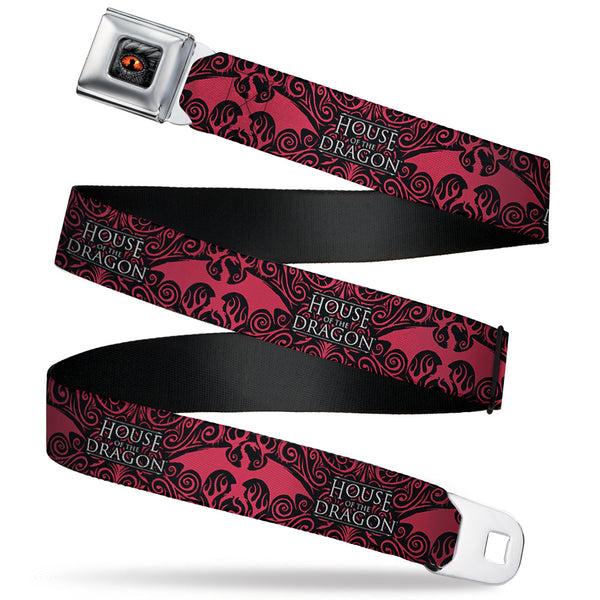 Buckle-Down House of the Dragon Eye Throne Icon Full Color Black/Gray/Orange Seatbelt Belt - HOUSE OF THE DRAGON Dragon Icon Black/Red/White Webbing