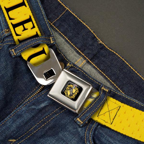 Buckle-Down Hufflepuff Crest Full Color Seatbelt Belt - Harry Potter HUFFLEPUFF & Crest Yellow/Black Webbing