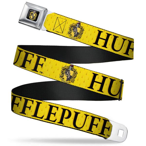 Buckle-Down Hufflepuff Crest Full Color Seatbelt Belt - Harry Potter HUFFLEPUFF & Crest Yellow/Black Webbing