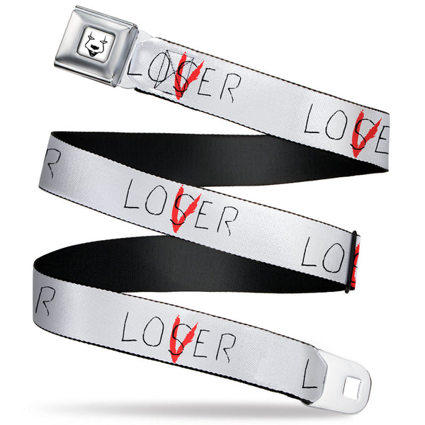 Buckle-Down It Chapter Two LOSER/LOVER Full Color White/Black/Red Seatbelt Belt - It Chapter Two LOSER/LOVER White/Black/Red Webbing
