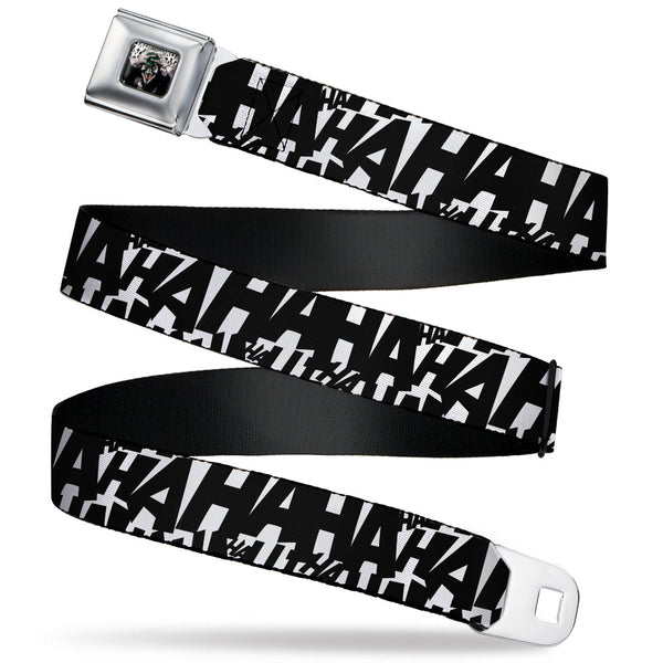 Buckle-Down Joker's Laugh HAHAHA Repeat Full Color White/Black Seatbelt Belt - Joker's Laugh HAHAHA Repeat White/Black Webbing