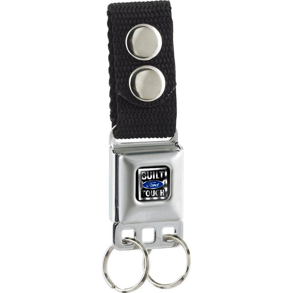 Buckle-Down Keychain - BUILT FORD TOUGH Logo3 Full Color Black Silvers Blue - Black