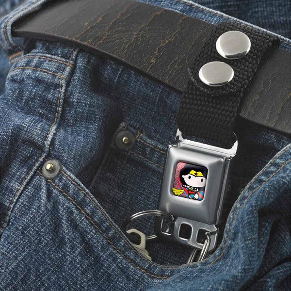 Buckle-Down Keychain - Chibi Wonder Woman Pose Rays Full Color Blue Red