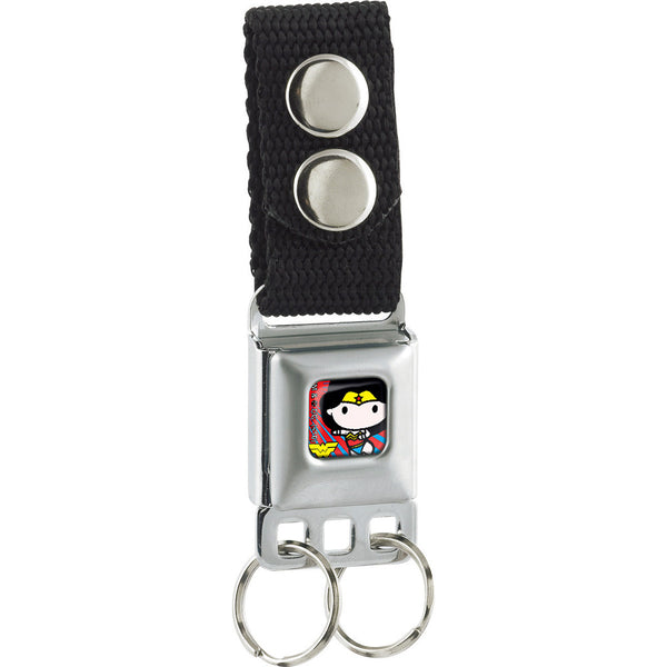 Buckle-Down Keychain - Chibi Wonder Woman Pose Rays Full Color Blue Red