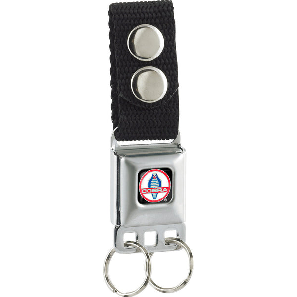 Buckle-Down Keychain - Classic Mustang COBRA Logo Full Color Black Red White Gray Blue